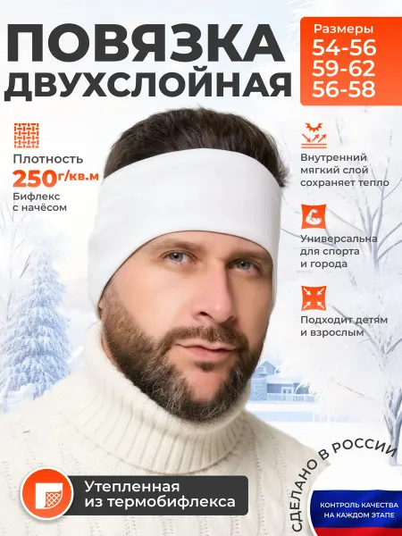BIFLEKS Повязка на голову утепленная для бега