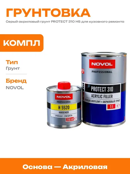 Комплект грунт для авто 2к серый 1л с отвердителем 200