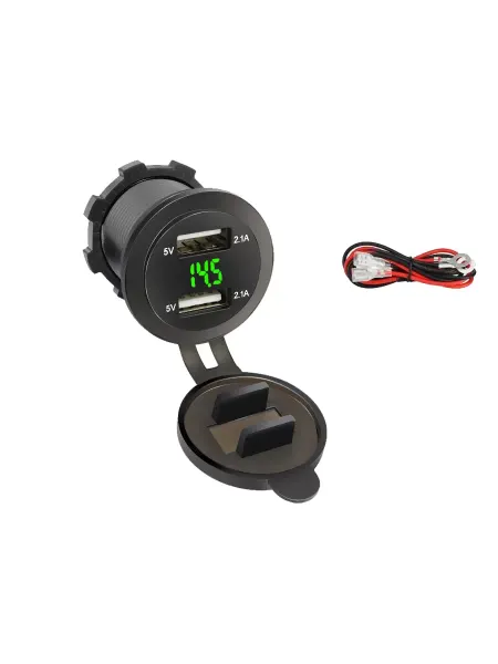 SOVEPSSHOP Автомобильная USB розетка (2 порта) с зеленым вольтметром