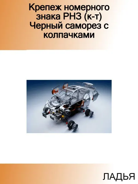 ЛАДЬЯ Крепеж номерного знака РНЗ (к-т) Черный саморез с колпачками