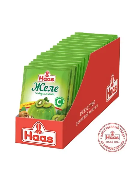 HAAS Желе десертное с киви и витамином С, 15 шт по 50 г