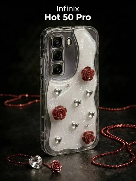 РИНОФОН Чехол с розами и кристаллами на infinix Hot 50 Pro