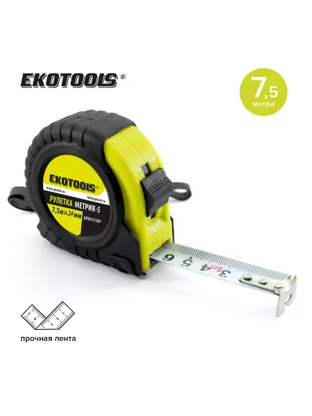 EKOTOOLS Рулетка строительная 7,5 м*24 мм, Метрик 5
