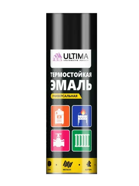 Эмаль аэрозольная термостойкая, черный RAL 9005, 520 мл