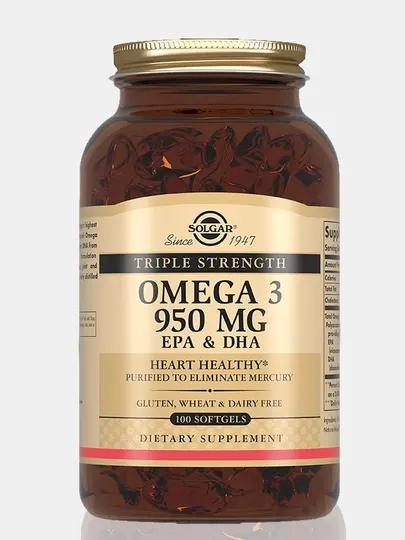 Капсулы Solgar Омега-3 ЭПК и ДГК, 50 и 100 шт, БАД