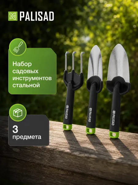 PALISAD Набор садовых инструментов стальной, 3 предм
