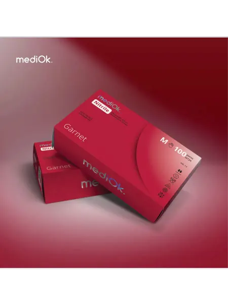 MediOK Перчатки нитриловые, цвет Красный Garnet, размер M