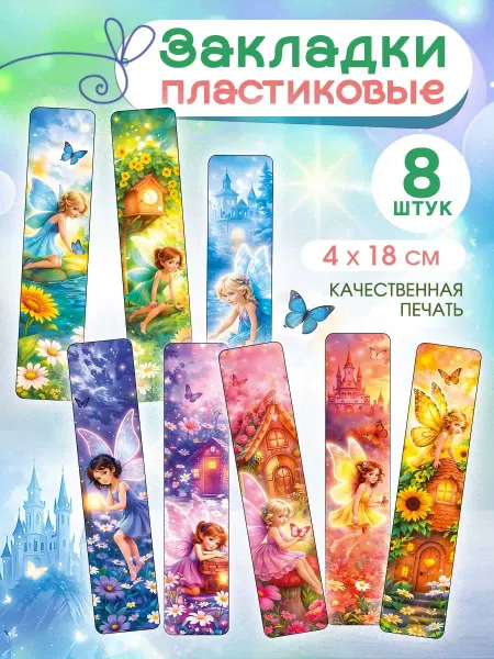СтильМаркет Закладки пластиковые для книг и учебников феи набор 8 шт