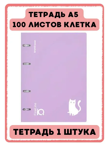 ErichKrause Тетрадь на кольцах со сменным блоком 100 лист А5 клетка
