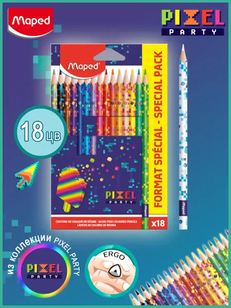 MAPED Карандаши цветные пластиковые треугольные 18 цв