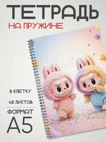 Тетрадь в клетку 48 листов Лабубу
