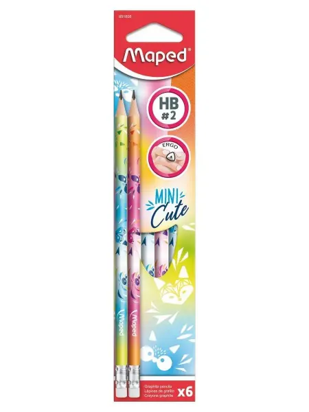 MAPED Карандаш чернографитный с ластиком, пластиковый, HB 6 шт