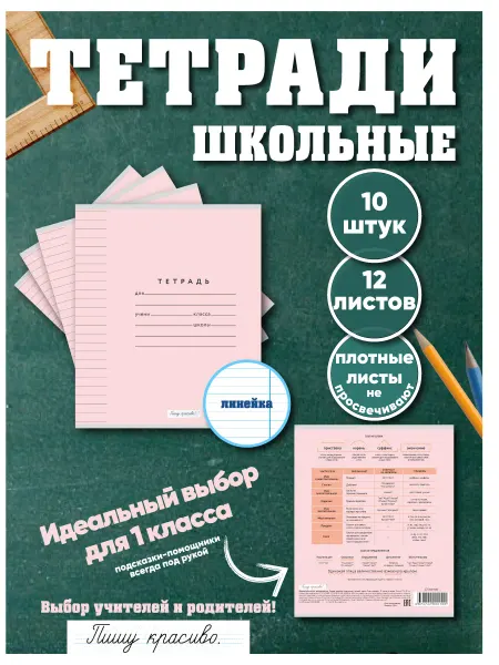 Пишу красиво! Тетради 12 л в линейку 10 штук