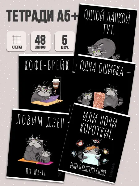 Феникс+ Тетрадь в клетку набор 5 шт 48 л