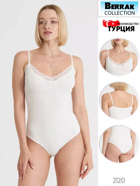 DOREANSE underwear Боди на бретельках в рубчик с кружевом
