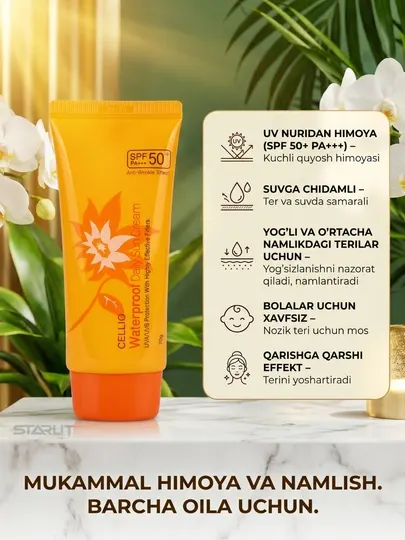 Увлажняющий и солнцезащитный крем для лица SPF 50+