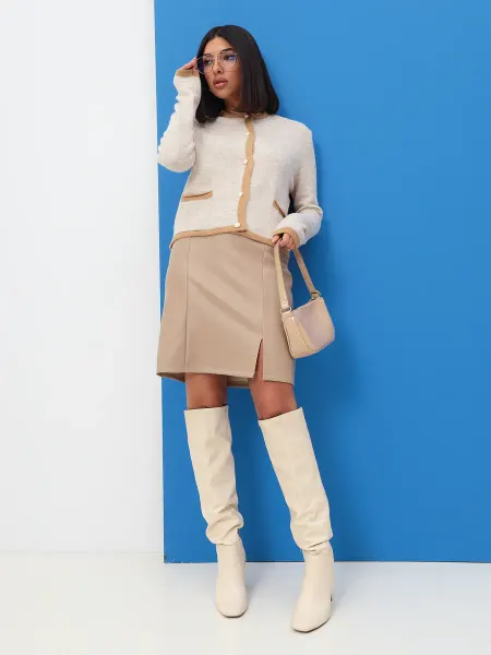 JRstore Юбка кожаная с разрезом