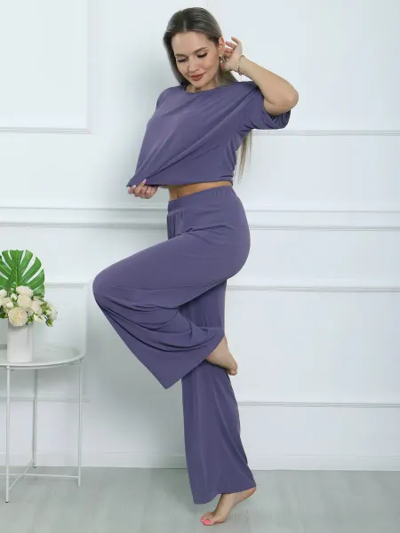 KOZA style Пижама оверсайз с брюками из легкой ткани лапша