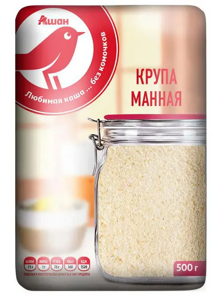 Крупа манная АШАН Красная птица, 500 г