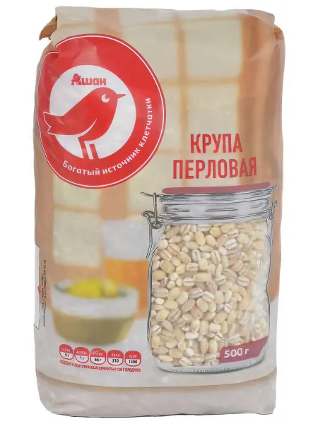 Крупа перловая АШАН Красная птица, 500 г