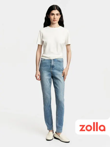 Zolla Джинсы скинни Skinny с высокой посадкой с потертосями
