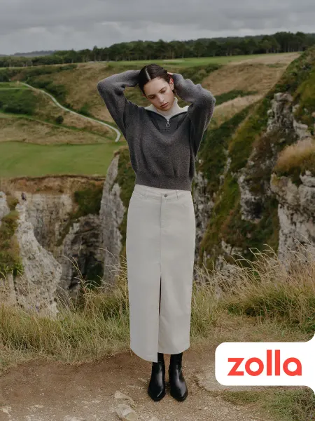 Zolla Вельветовая женская юбка с разрезом