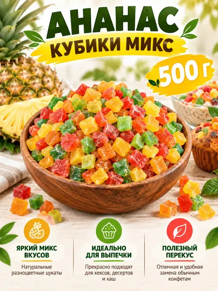 Орехи и Сушки Цукаты ассорти 500 г, для пасхальных куличей