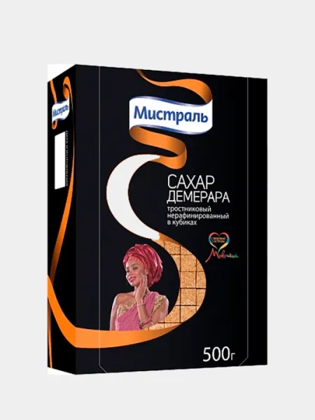 Сахар демерара кусковой Мистраль, тростниковый нерафинированный, 500 г