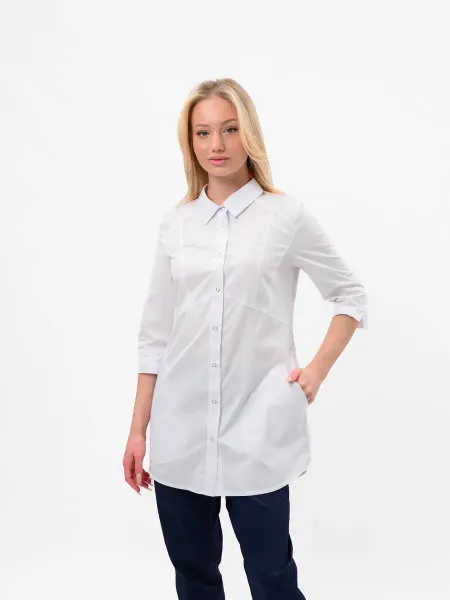 PROFSTYLE Блуза медицинская на кнопках Профстиль в белом цвете 2-996