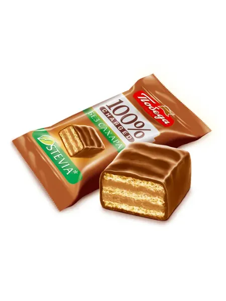 Победа Вкуса Конфеты вафельные в молочном шоколаде без сахара, 500г