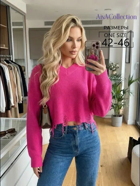 AiyA Collection Свитер вязаный укороченный рваный