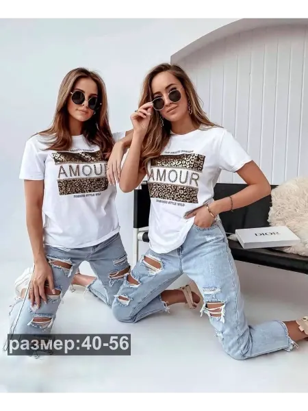 Bonstore Футболка женская хлопок с принтом