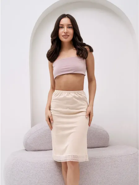 Diana Grace Lingerie Нижняя юбка хлопковый подъюбник длинный с кружевом черный
