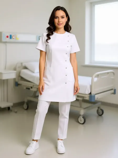 DOCTORPLUS Халат медицинский женский - Плотный хлопок