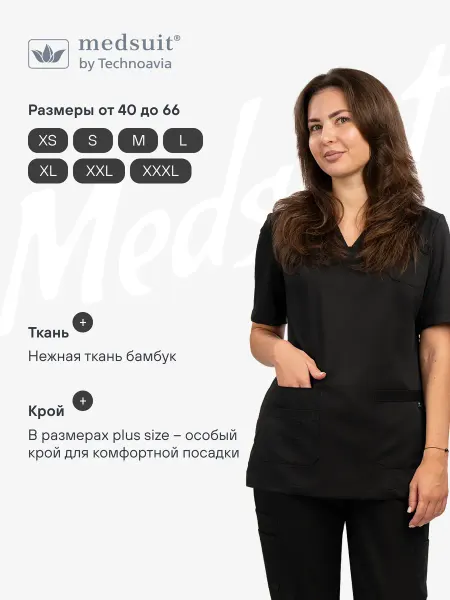 ТЕХНОАВИА Medsuit Медицинская рубашка блуза "Нуар"