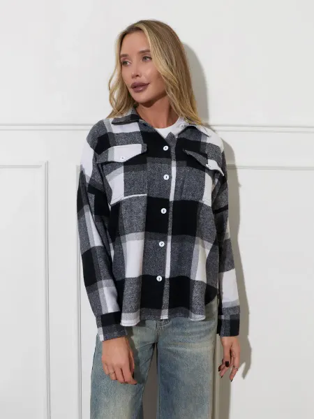 Palmira shop Рубашка оверсайз в клетку теплая