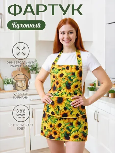 ЭкоНить Фартук кухонный болоньевый непромокаемый женский