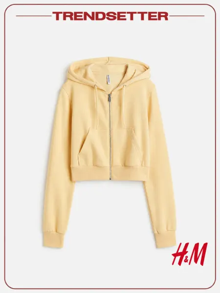 H&M Толстовка на молнии с капюшоном укороченная