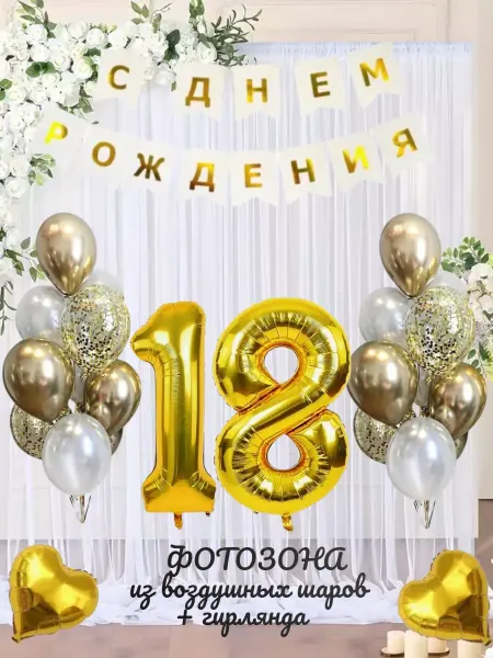 Наборы на день рождения Воздушные шарики цифра 18 лет набор для фотозоны