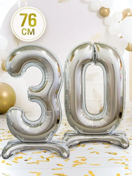 INFANT Фольгированный воздушный шар цифра 30 лет на подставке на ДР