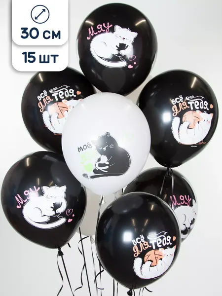 Riota Воздушные шары Котики Всё для тебя 30 см 15 шт