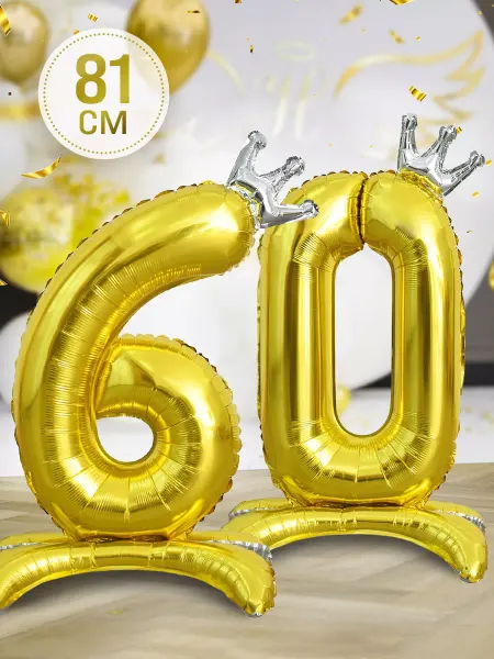 INFANT Шар цифра 60 фольгированная на подставке