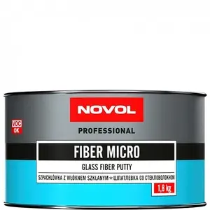 Шпатлевка с микростекловолокном Novol Fiber Micro с отвердителем, 500 г, шпаклевка автомобильная армирующая легкошлифуемая