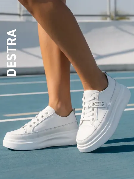Destra Кеды белые кожаные на платформе