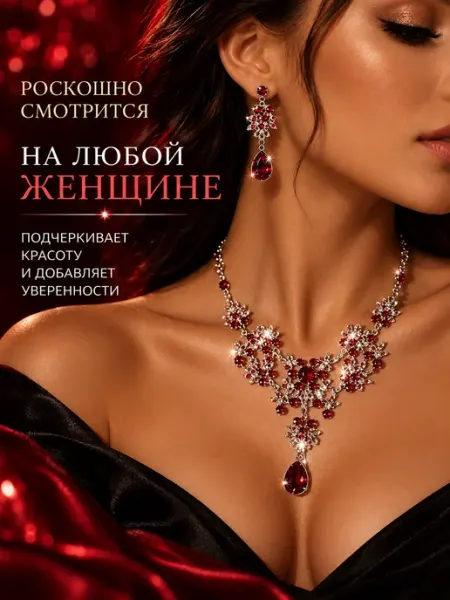 Diacriss Винтажная красная вечерняя новогодняя бижутерия