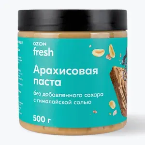Паста арахисовая хрустящая с гималайской солью без добавления сахара 500 г, Ozon fresh