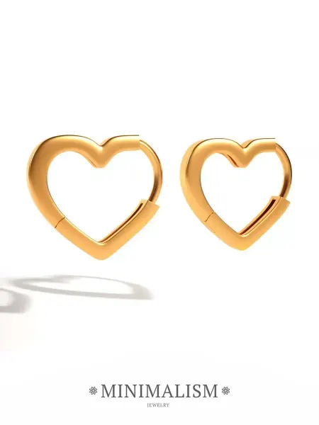 MINIMALISM JEWELRY Серьги пусеты бижутерия, сережки сердечки маленькие