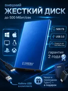 KESU 500 ГБ Внешний жесткий диск K201, Металл, серебристый