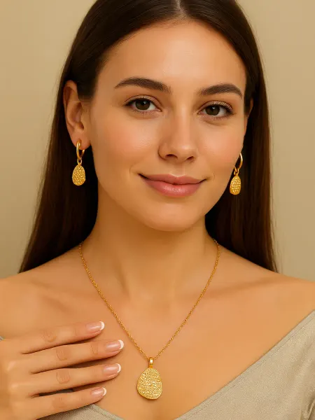 SHAM TO SHOP Серьги и цепочка ракушка набор бижутерии на каждый день