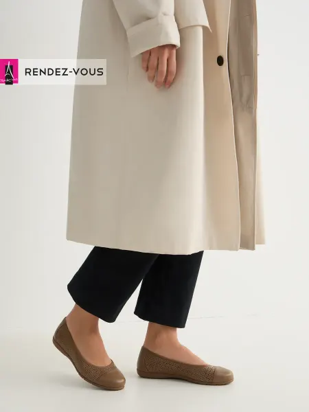 Tendance Балетки кожаные дышащие с перфорацией
